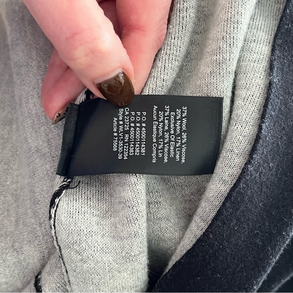 Aritzia Babaton Lance Open Front Cardigan Black Long Line Knit Size S Wool Linen - Picture 7 of 7